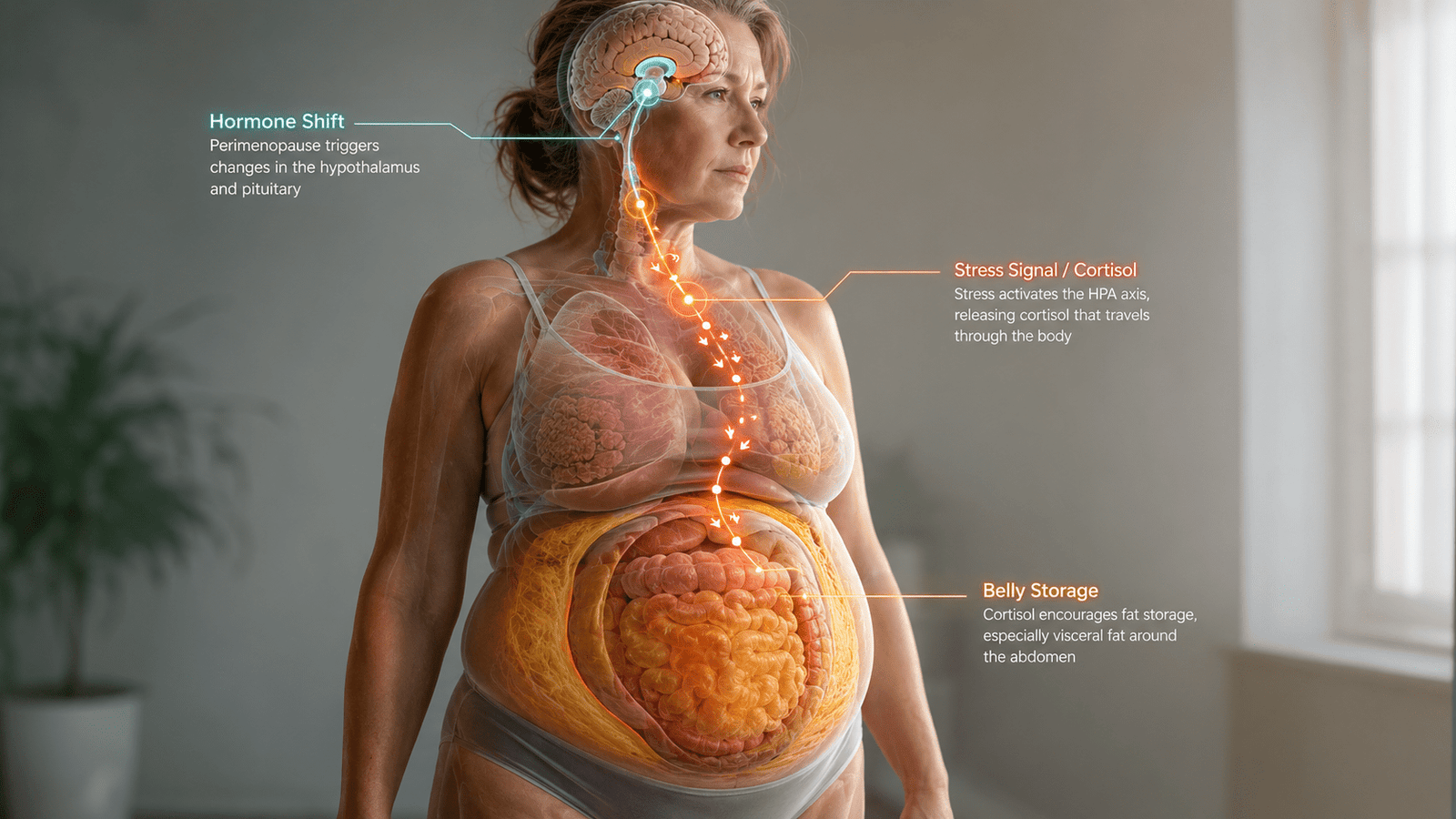 Hormone stress and belly signal visual