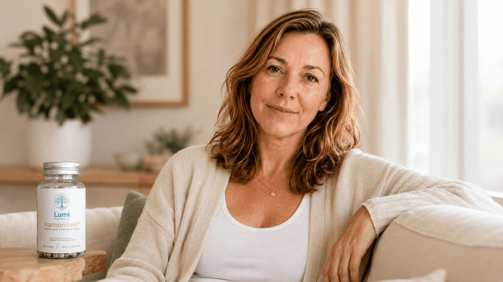 Confident woman feeling like herself again with HarmoniFem